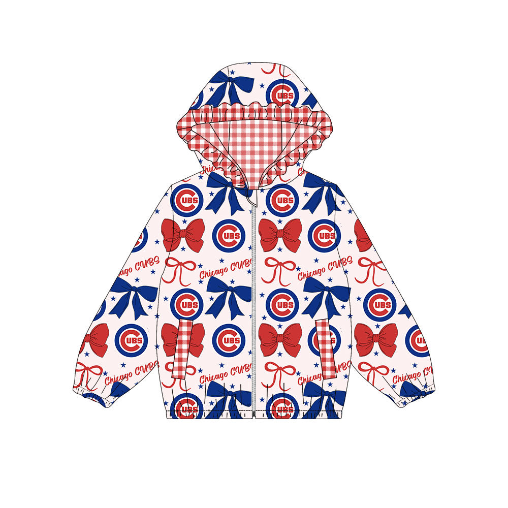1002-Custom moq 8 mix size milk silk summer team baby girls clothes bow red and blue hooded long sleeve top-25.10.9