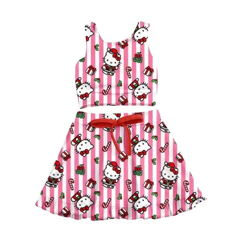 custom moq 5 baby girls clothes Hello kitty pink sleeveless dress