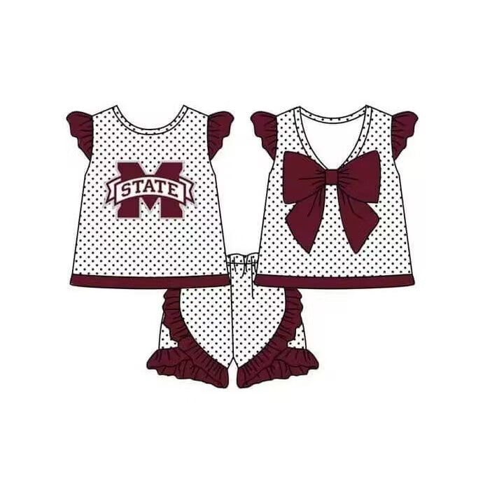 mississippi state Summer Girl short sleeve short Set