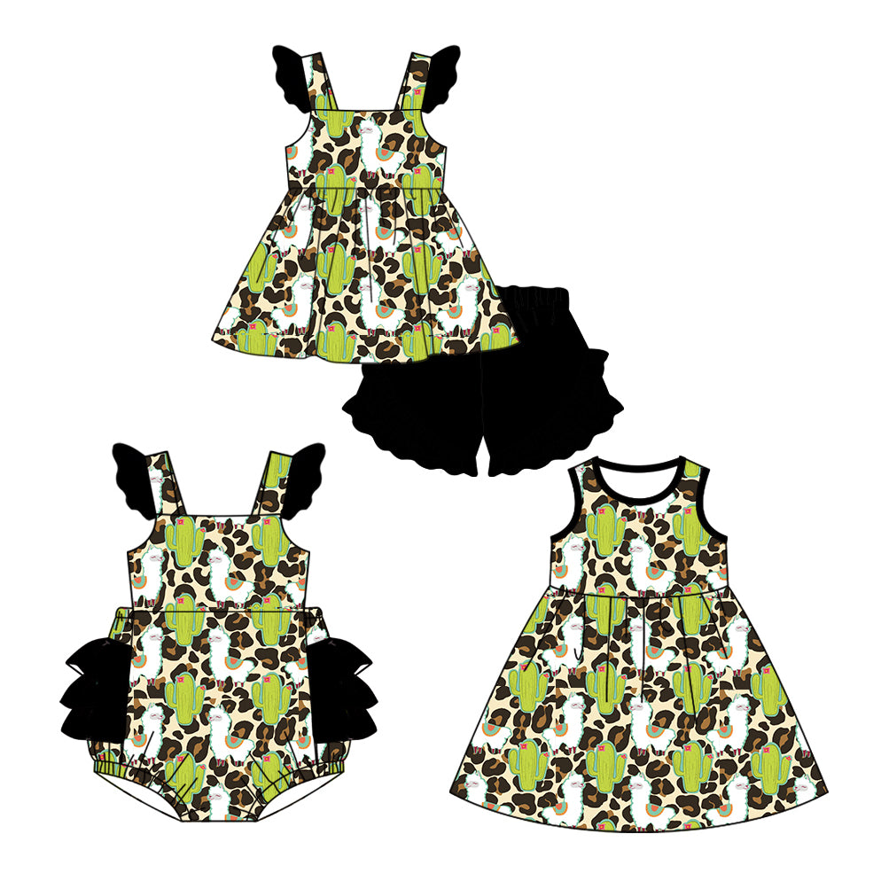 11.19 custom each style moq 5eta 4-6week Sibling Sister catcus baby girl short sleeve shorts sets and dress and rompers match family design