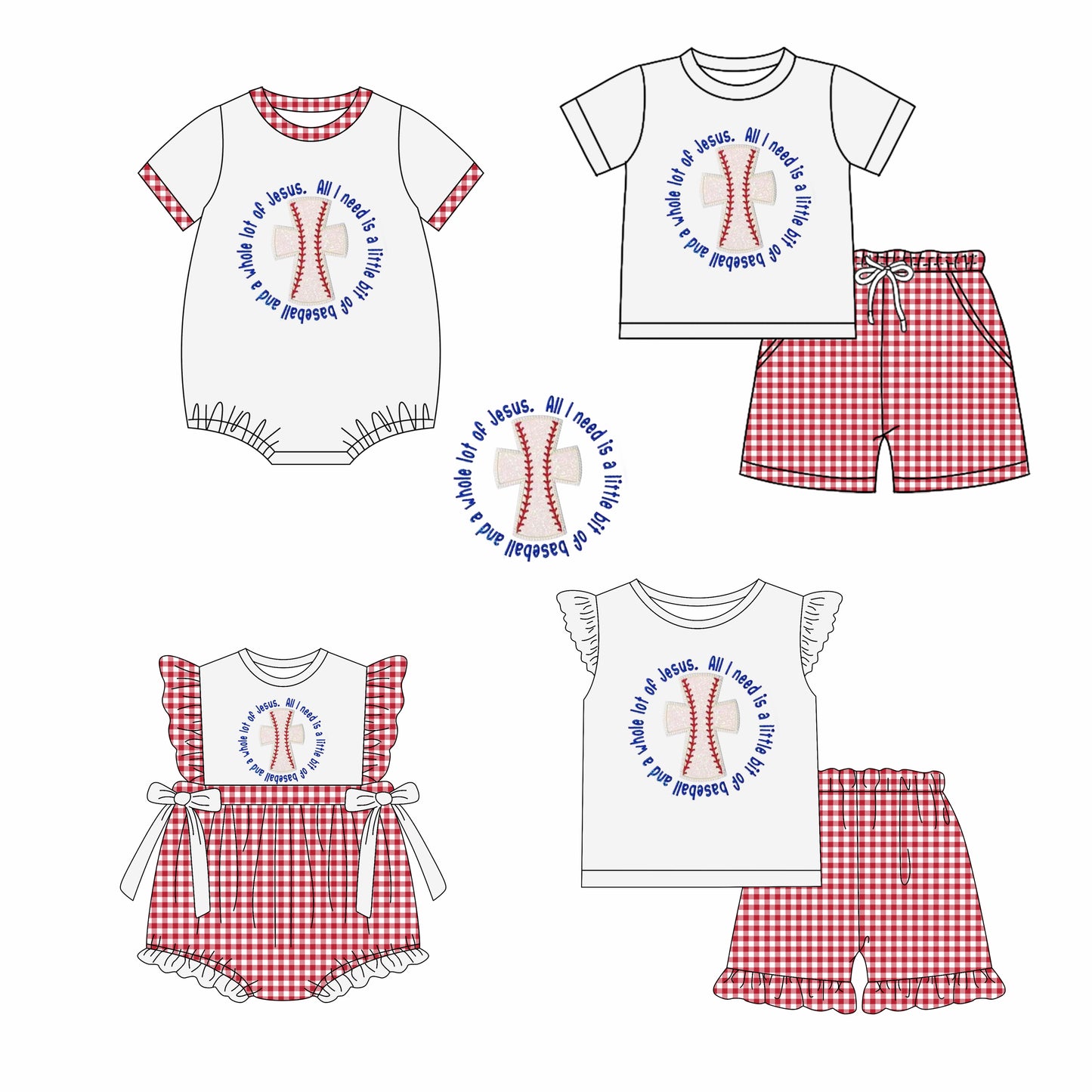 12.2 custom each style moq 5eta 4-6week Sibling Sister easter baseball baby girl short sleeve shorts sets and sets 2 and girls romper and boy romper match design