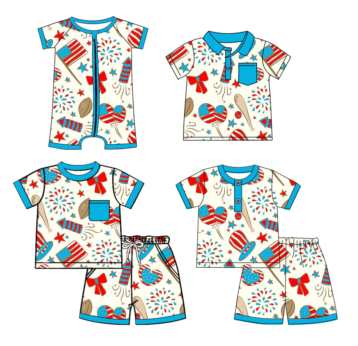 3.3 custom each style moq 5eta 4-6week Sibling Sister flag baby girl sets 1 and sets 2 and boy rompers and top match family design