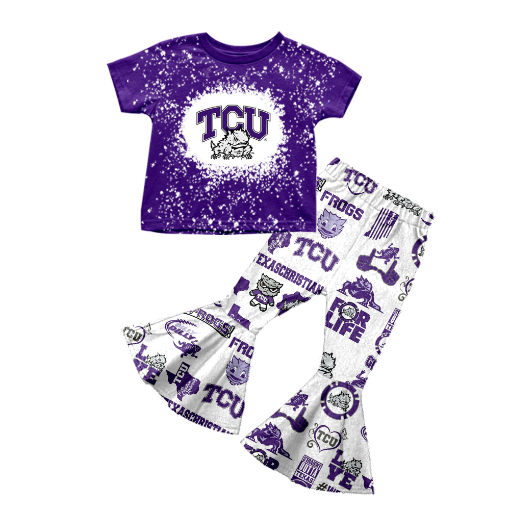 baby girl clothes team TCU purple top pants toddler girl summer outfit