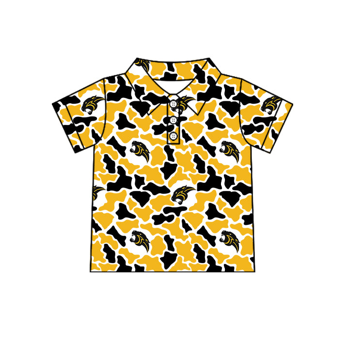 custom moq 5 mix size VAHG0101 Baby Boys Camo Print Short Sleeve Polos For Kids Team Top