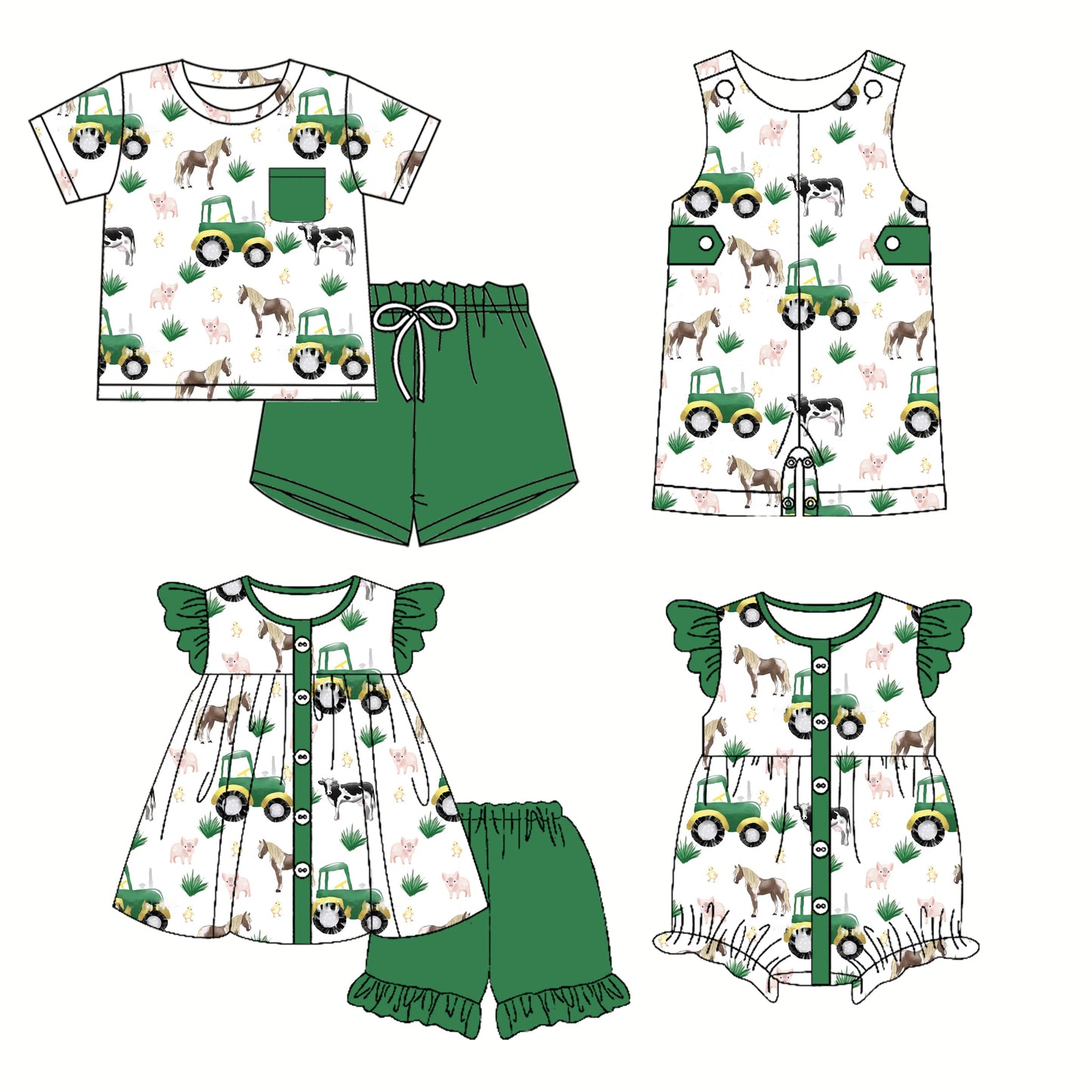 2.26 custom each style moq 5eta 4-6week Sibling Sister baby girl short sleeve shorts sets and sets 2 and boy romper and girl romper match design