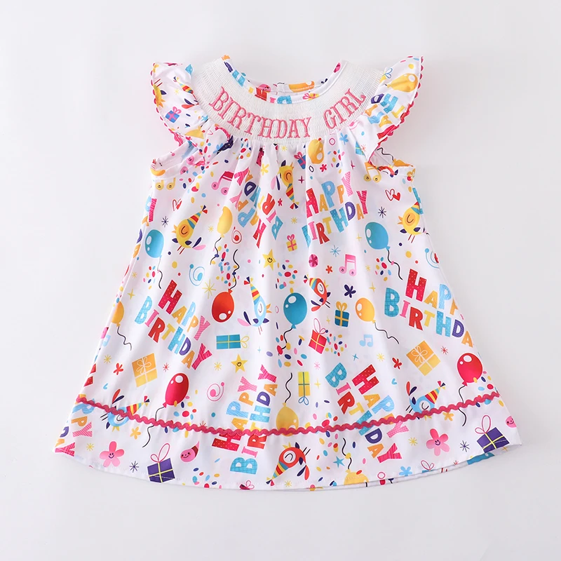 5.17custom each style moq 5eta 4-5week Sibling Sister BIRTHDAY GIRL print girls dress and baby romper match family design