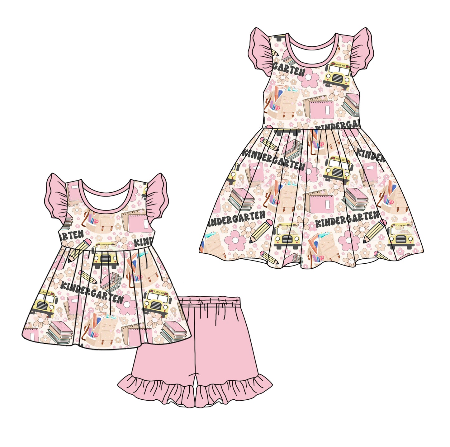 2.10 custom each style moq 5eta 4-6week Sibling Sister baby girl short sleeve shorts sets and dresses match design