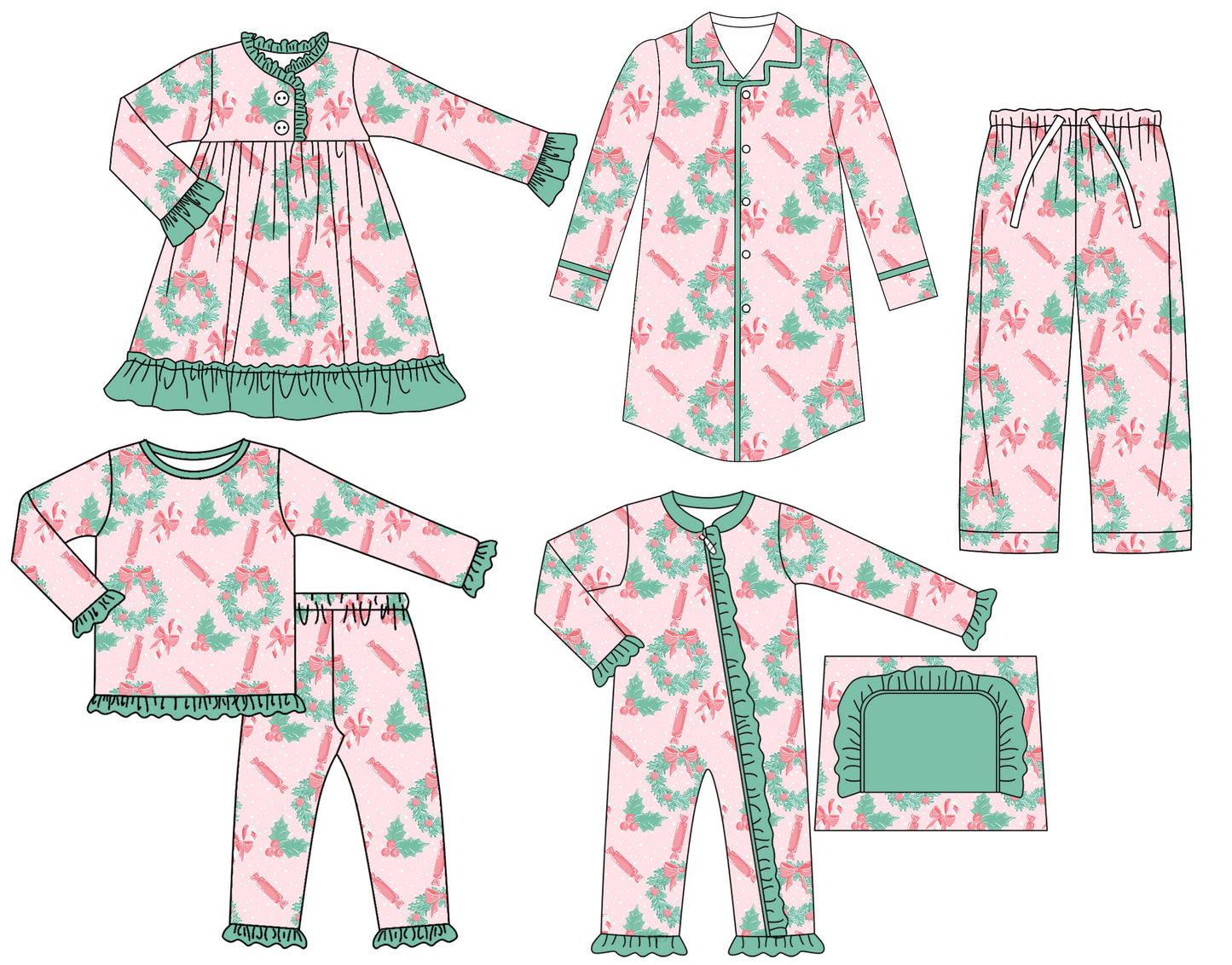 25.6.21 custom each style moq 5eta 4-6week Sibling Sisters Christmas baby girl long sleeve pants sets and adult top and adult pants and romper and dress match family design