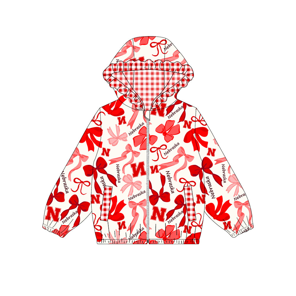 Custom moq 5 mix size milk silk summer teams baby girls clothes lace bow red hooded long sleeve top-25.9.2