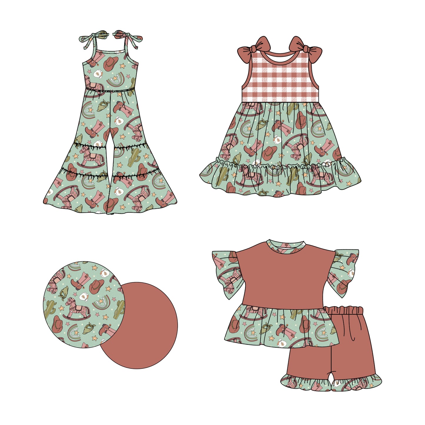 2.22 custom each style moq 5eta 4-6week Sibling Sister boot baby girl sets and dress and jumpsuit match family design
