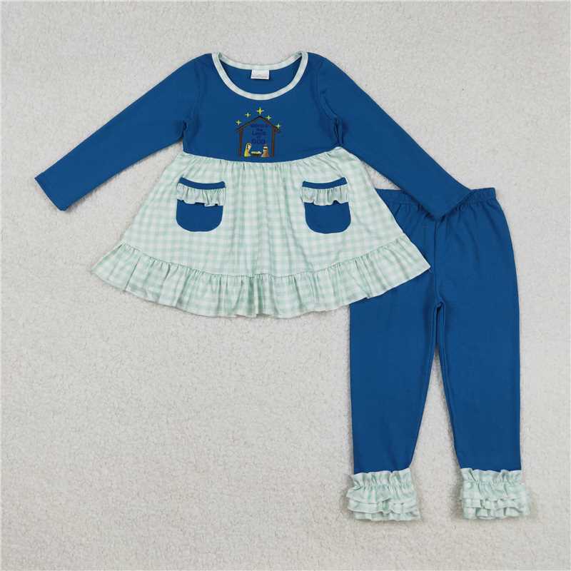 RTS NO MOQ(In Stock) GLP2625 Embroidered Long Sleeve Pants Set