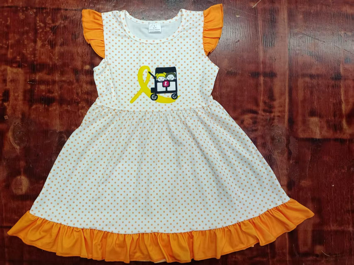 Custom moq 3 eta 6-7weeks baby girl clothes orange flying sleeve dress-25.5.9