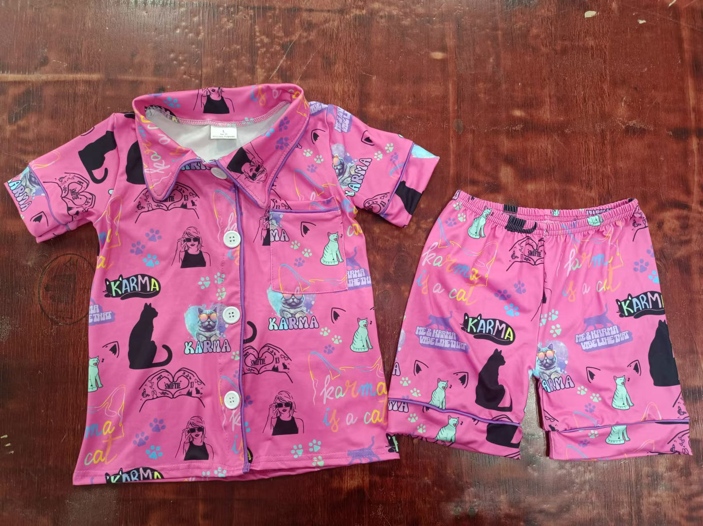 custom moq 5 eta 5weeks summer team baby girls clothes purple short sleeve shorts pajama set