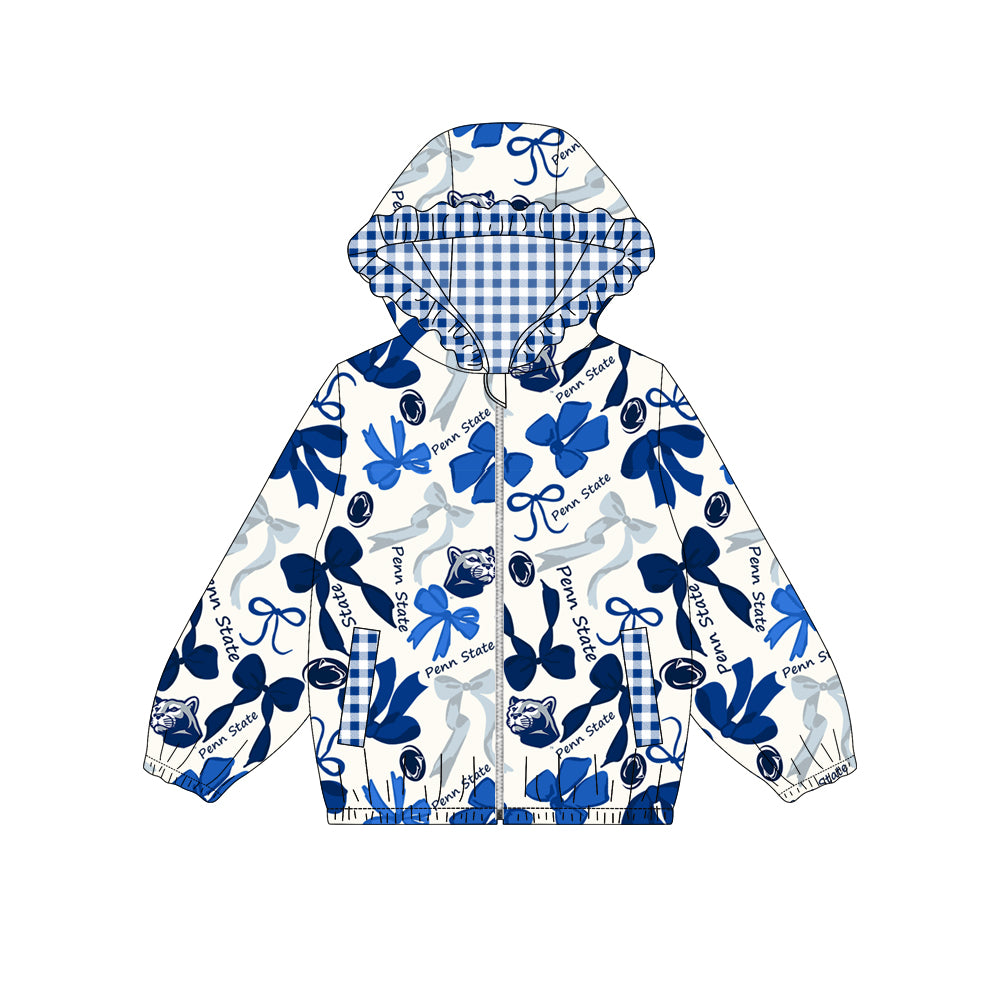 Custom moq 5 mix size milk silk summer teams baby girls clothes lace bow blue hooded long sleeve top-25.9.2