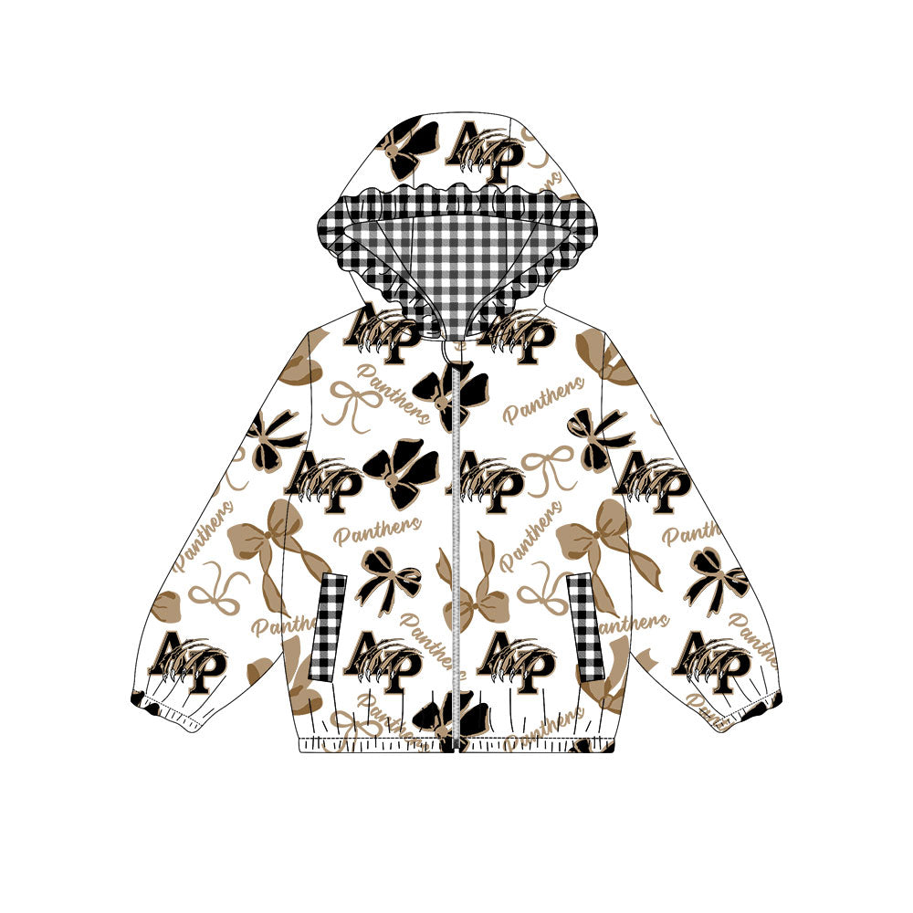 1001-Custom moq 8 mix size milk silk summer team baby girls clothes bow khaki hooded long sleeve top-25.10.9