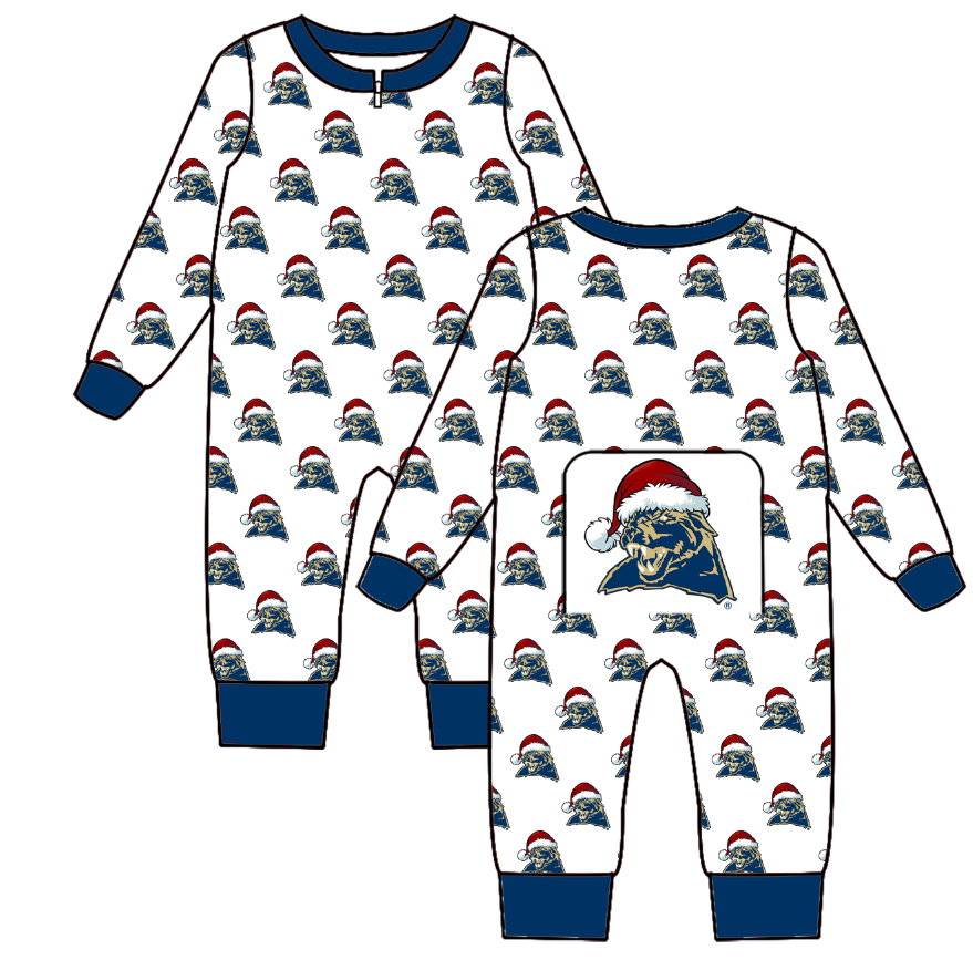 Custom moq 5 eta 6-8weeks Christmas hat tiger gold blue boys romper