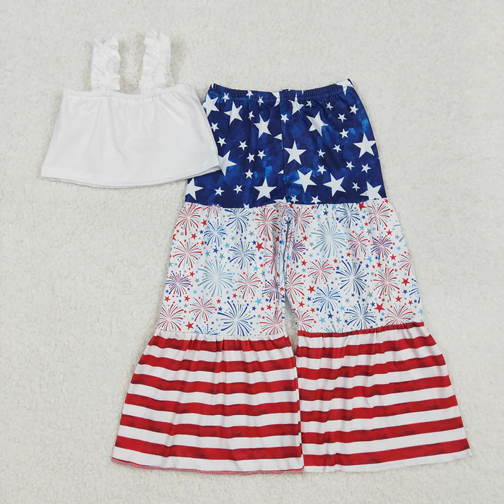 RTS NO MOQ Boys girl 4th of july short-sleeved shirt pants clothing sets
