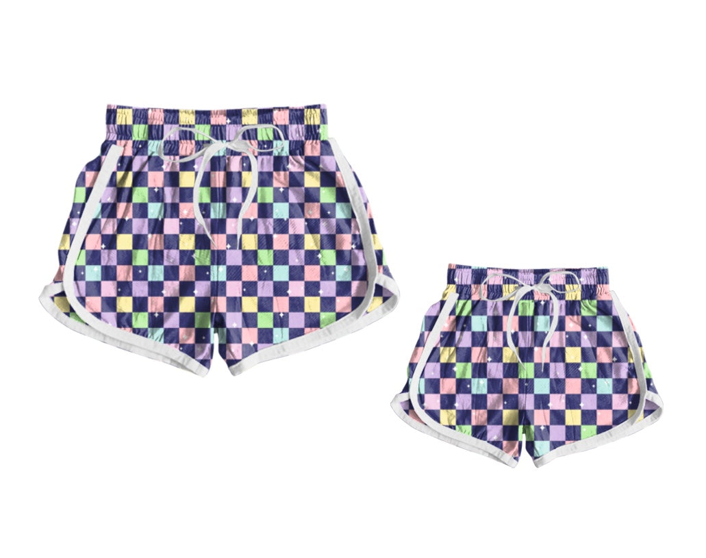 11.13 custom each style moq 5eta 4-6week Sibling Sister plaid adult clothes and kids shorts and adult shorts match design