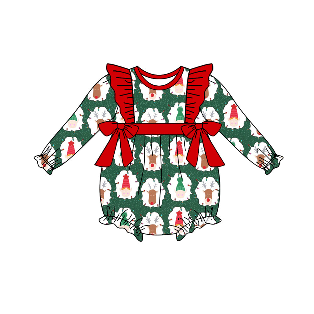 6.5 custom each style moq 5eta 4-6week Sibling Sister Christmas deer red baby girls sets and dress and baby romper match family design