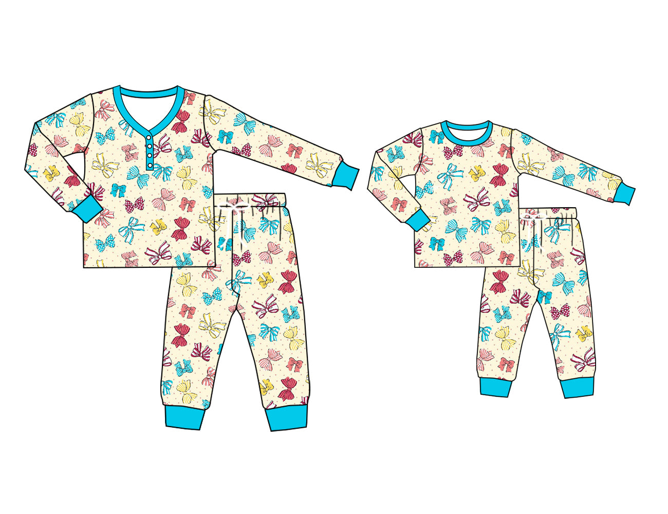 25.5.16 custom each style moq 5eta 4-6week Sibling Sister bow long sleeve pants sets and adult sets match design