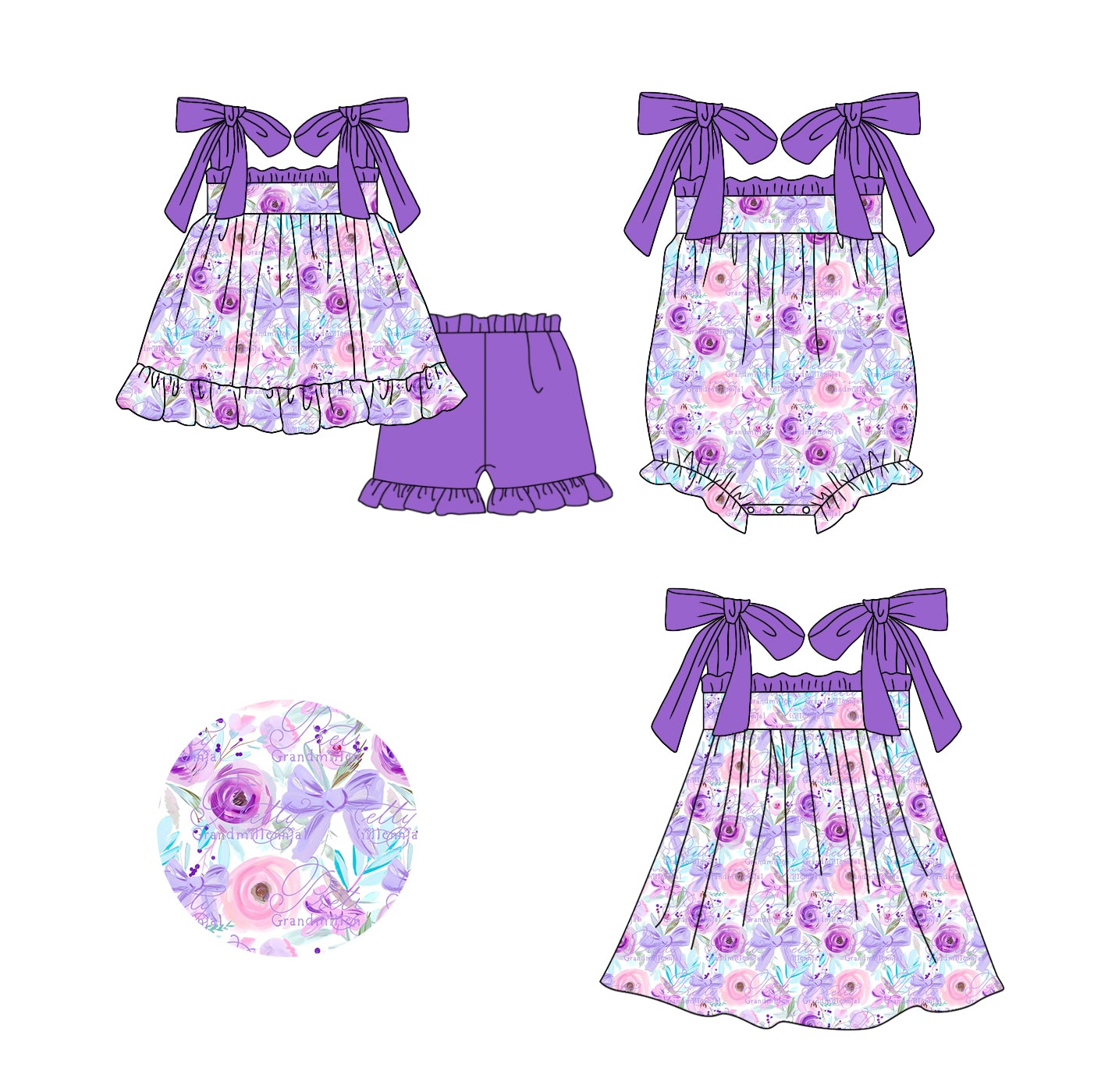 11.20 custom each style moq 5eta 4-6week Sibling Sister floral baby girl short sleeve shorts sets and dress and rompers match family design