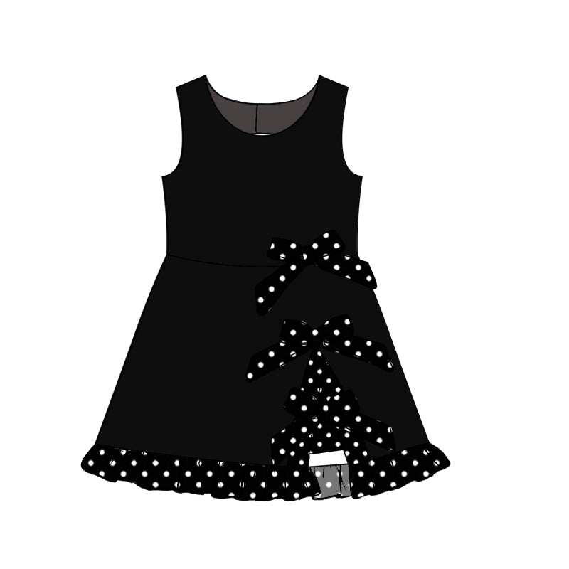 custom moq 5 mix size Baby Girls Black Bow Sleeveless Top Shorts Sets Vest Top Bows Skirt Shorts Sets Dress Yoga Active Scallop Sets