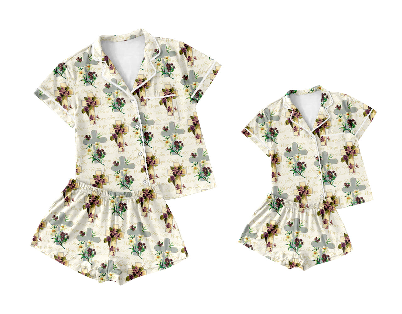 11.29 custom each style moq 5eta 4-6week Sibling Sister easter floral baby boys short sleeve shorts sets and adult sets match design