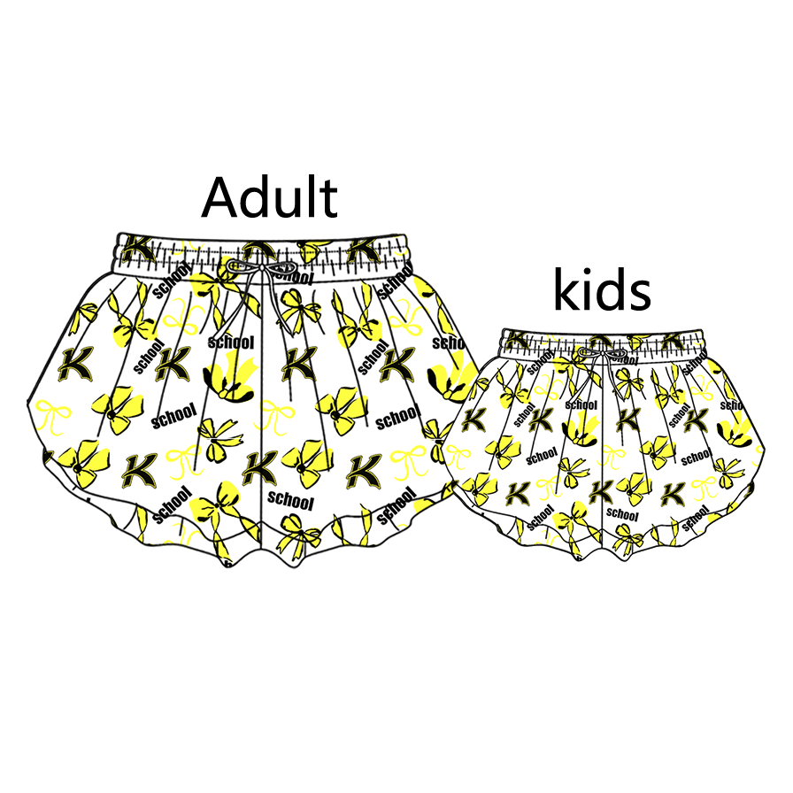 custom moq 5 mix size MSD072202 Kids And Adult Bows Print Yoga Shorts Active Team Bottoms