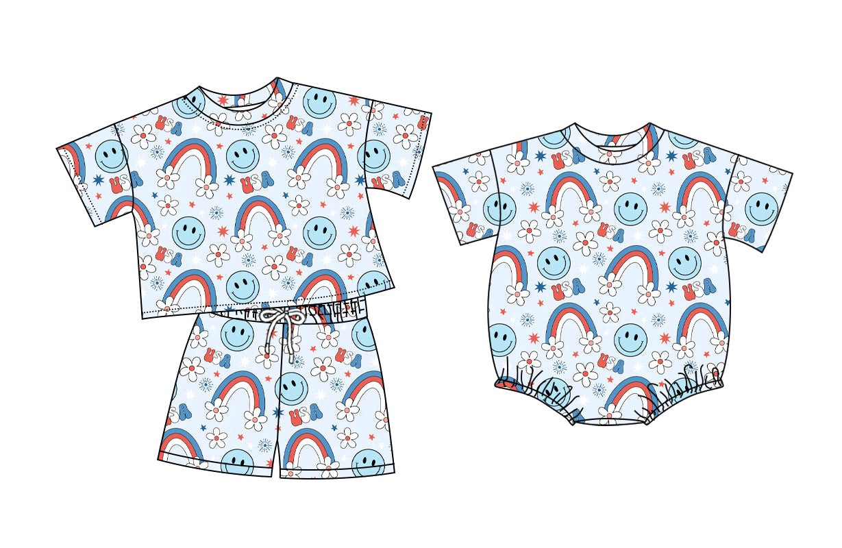 26.1.9 custom each style moq 5 eta 6-8week Sibling Sister floral baby girl short sleeve shorts sets and romper match design