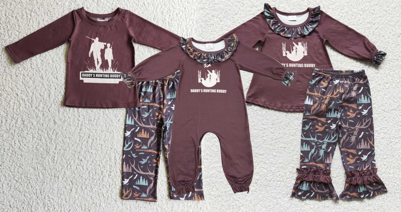 Baby Girls boys characte print brown Family siblings set