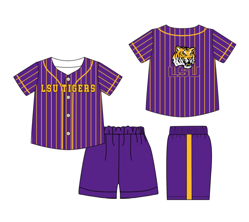Custom moq 3 or 5 mix size milk silk summer teams baby boy clothes purple short sleeve shorts sets-26.1.19