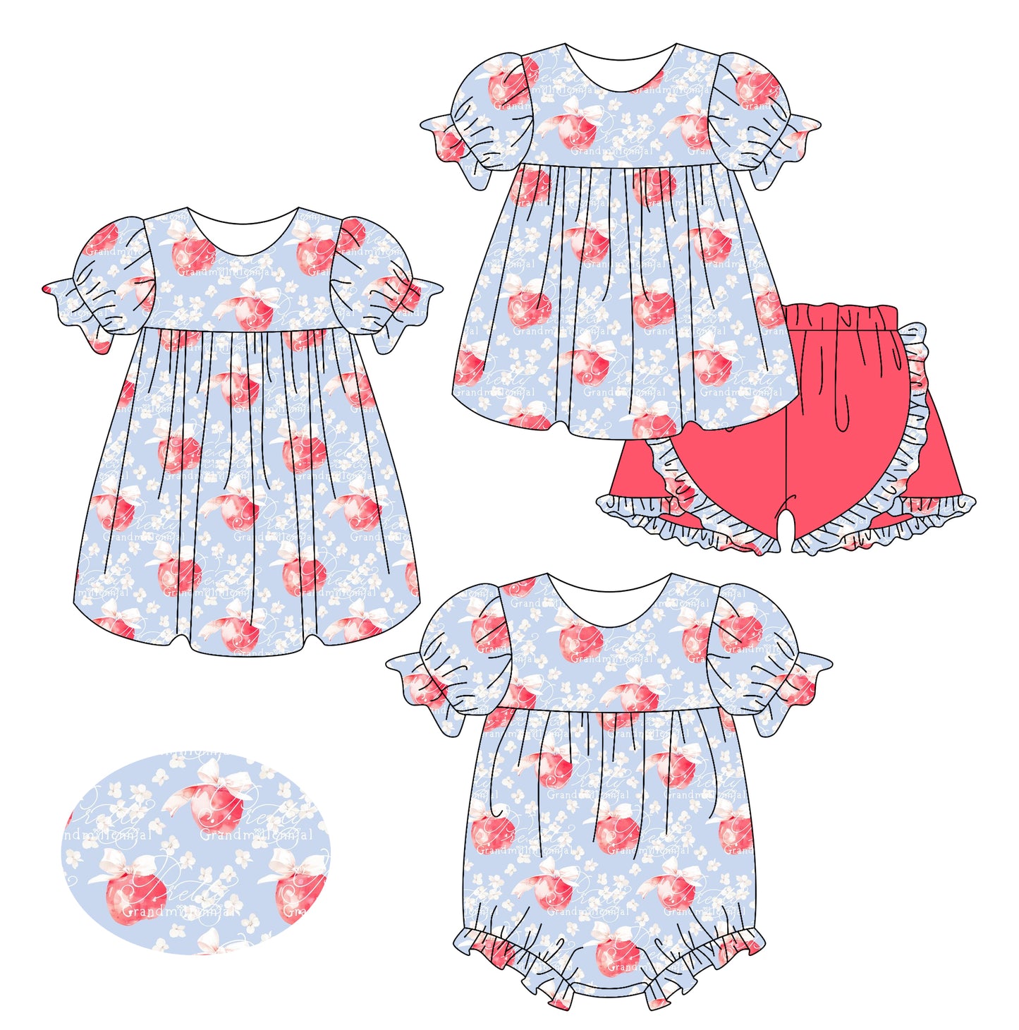 2.25 custom each style moq 5eta 4-6week Sibling Sisters bow baby girl short sleeve shorts sets and dress and rompers match family design