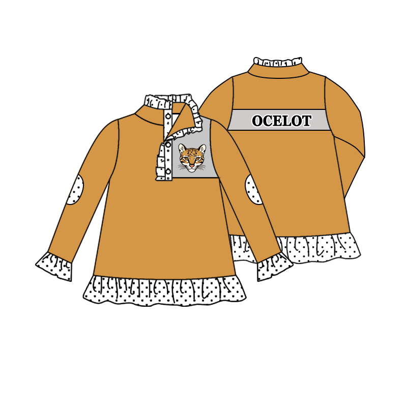 custom moq 5 mix size MSD071002 Baby Girls Long Sleeve Zip Front Pullover Casual Team Top