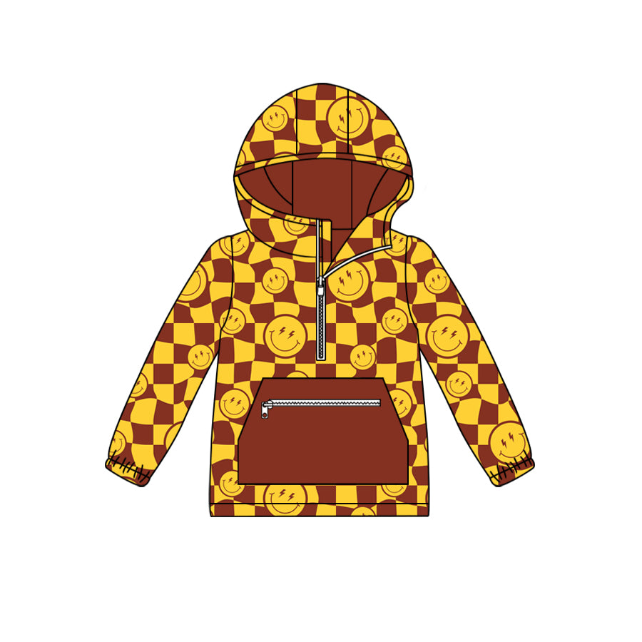 6.17 custom each style moq 5 eta 4-6week smiley baby smiley yellow hooded long sleeve top