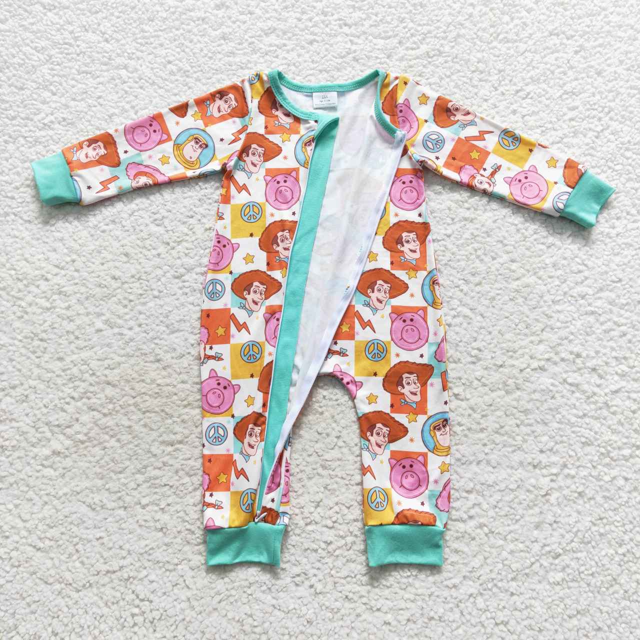 Cute Clothes LR0558 Baby Infant Colorful Kids Zip Rompers