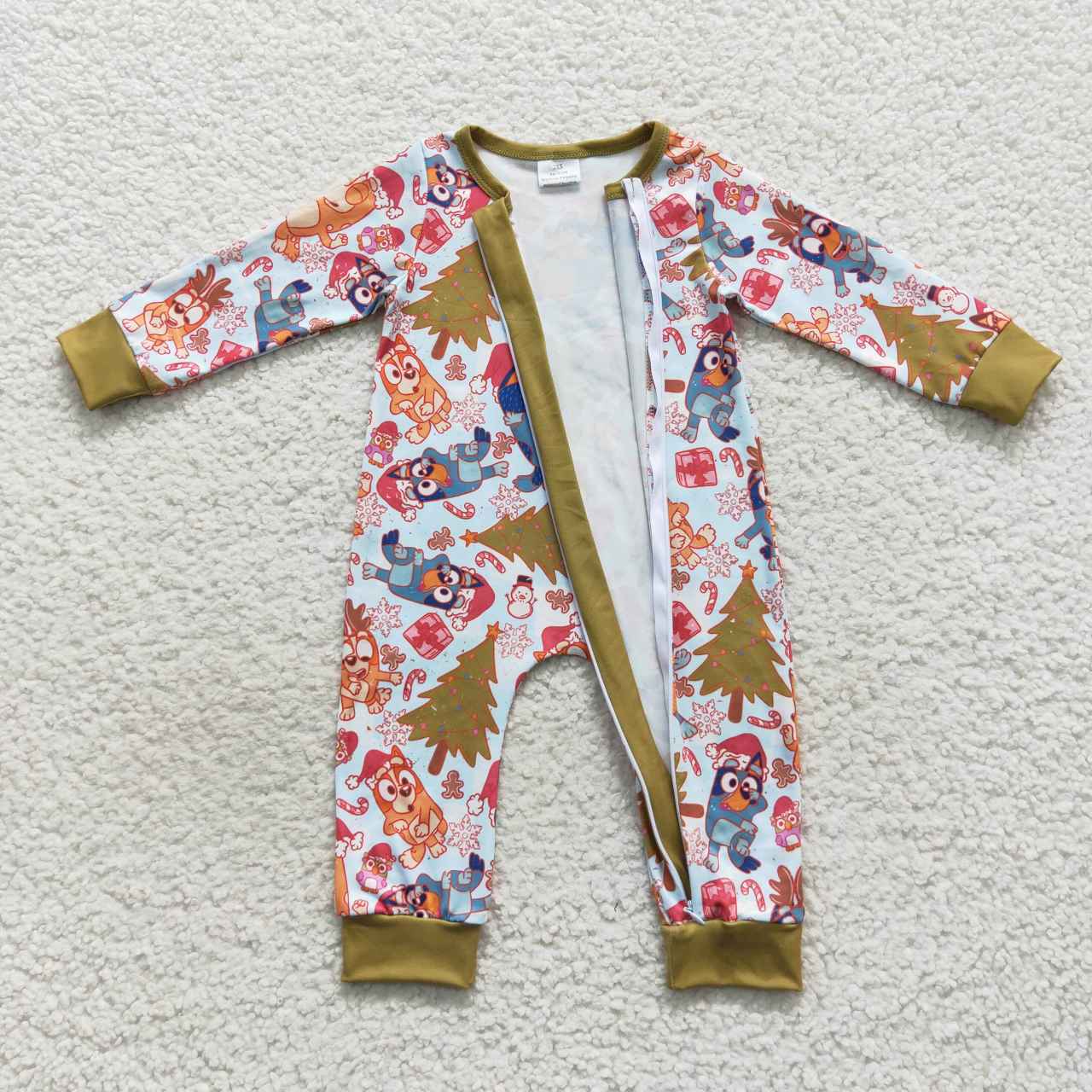 RTS NO MOQ(In Stock)LR0513 Boys Christmas dog Green Long Sleeve Onesie