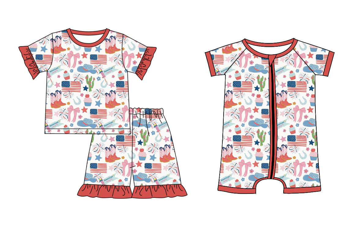 12.24 custom each style moq 5eta 4-6week Sibling Sister boots bow baby boy short sleeve shorts sets and rompers match design
