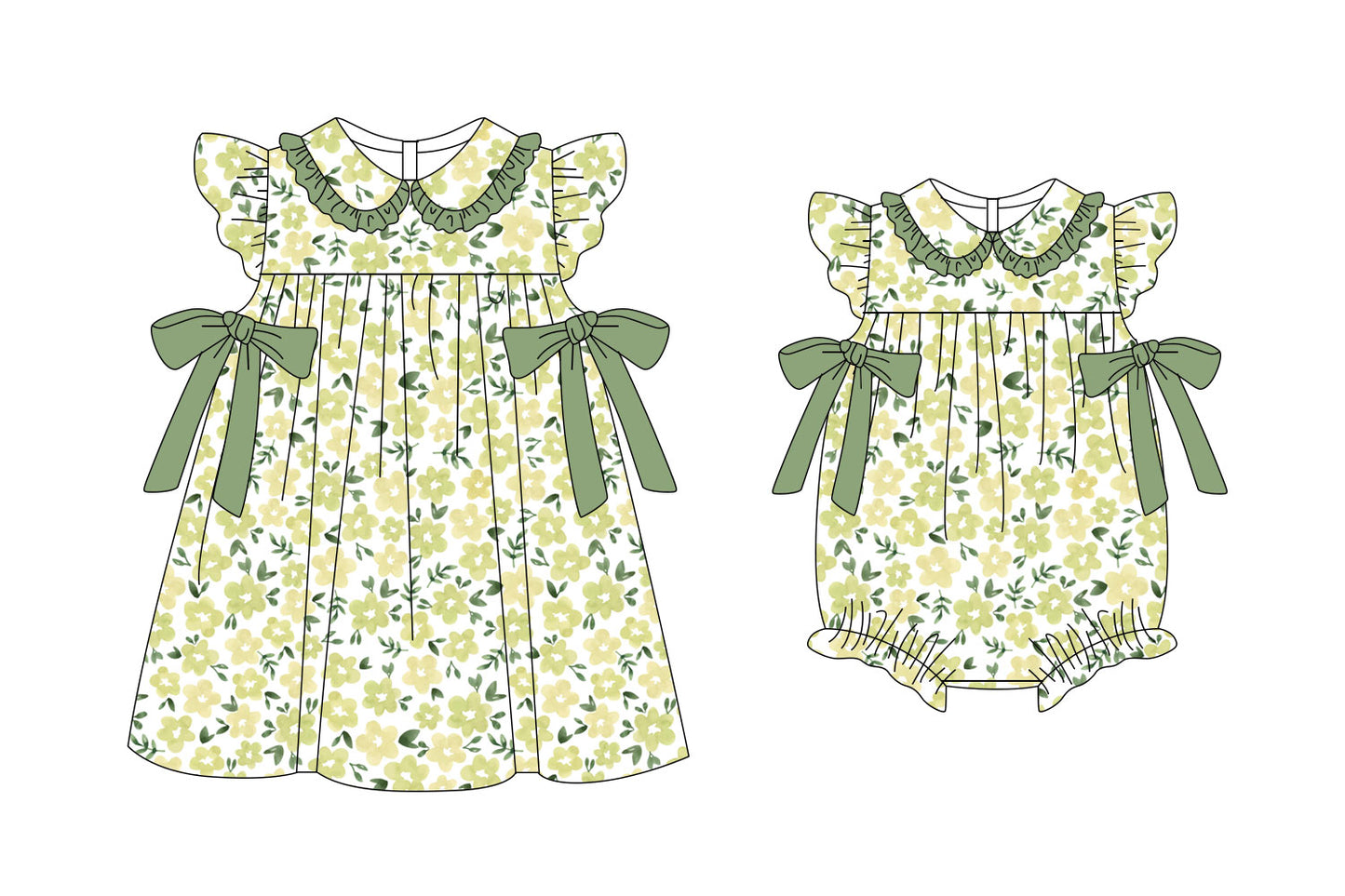 25.11.6 custom each style moq 5 eta 6-8week Sibling Sister floral baby short sleeve romper and dress match design