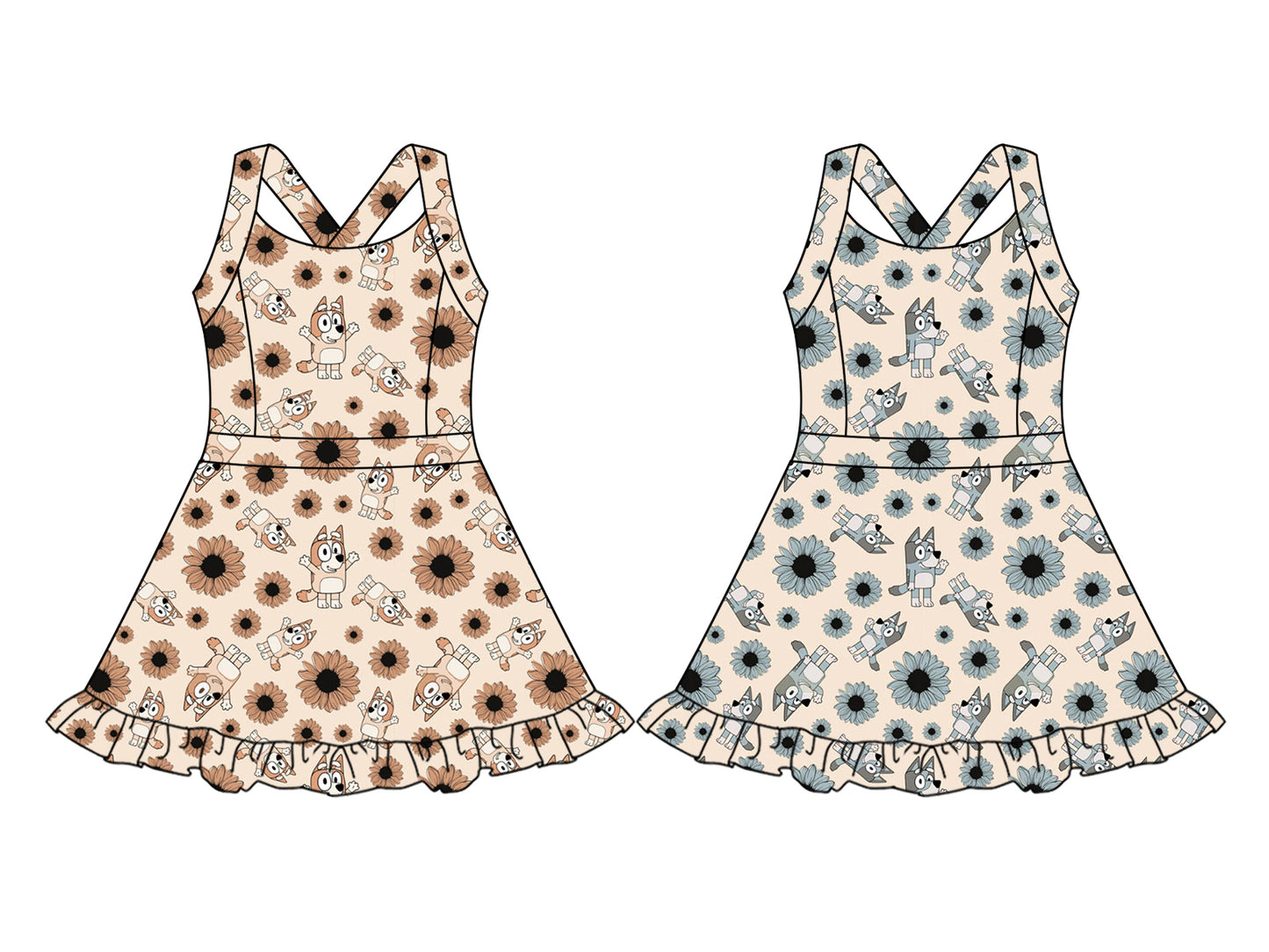 3.22 custom each style moq 5eta 4-6week Sibling Sister baby girls clothes Short sleeve yoga dress 1 and dress 2 match family design