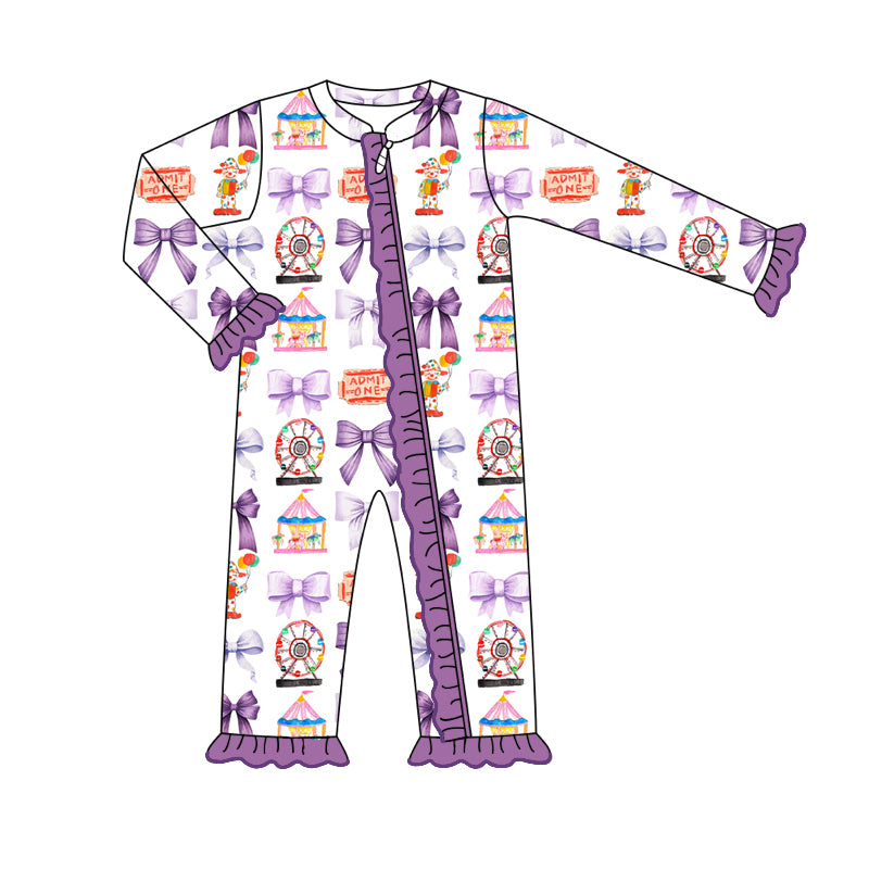 8.9 custom each style moq 5eta 4-6week Sibling Sister bow purple baby girl sets and dress and rompers match family design