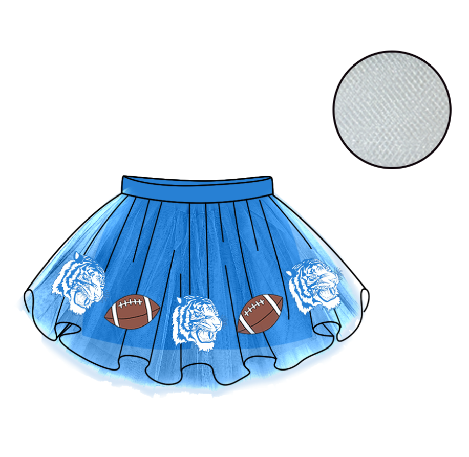 Custom moq 5 mix size milk silk summer teams Baby Girl's Blue Mesh Skirt Summer Outfit Team Clothing