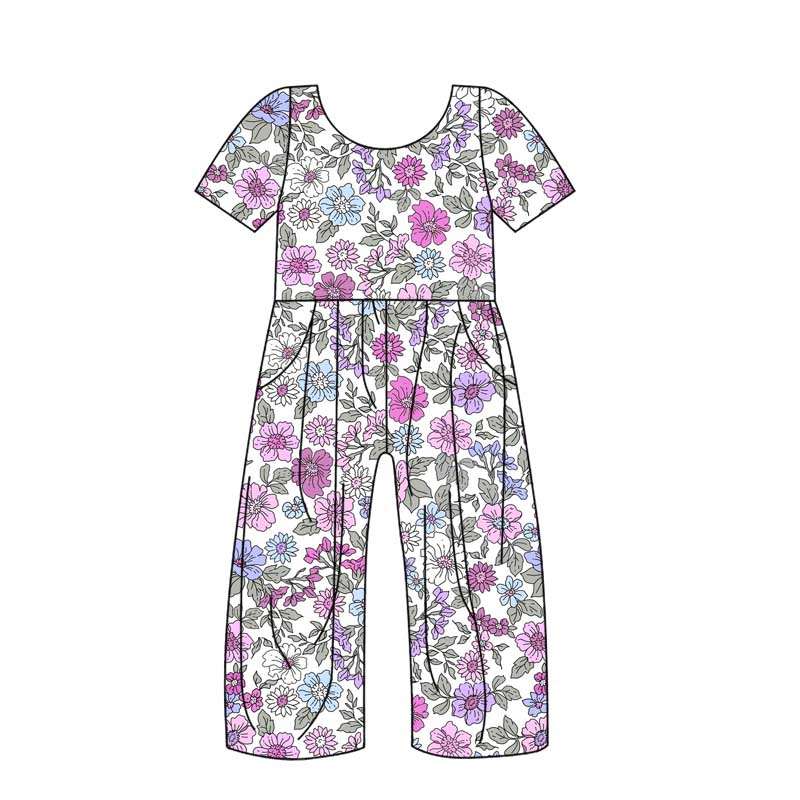 10.21 custom each style moq 5eta 4-6week baby girls clothes floral purple short sleeve baby girls jumpsuit