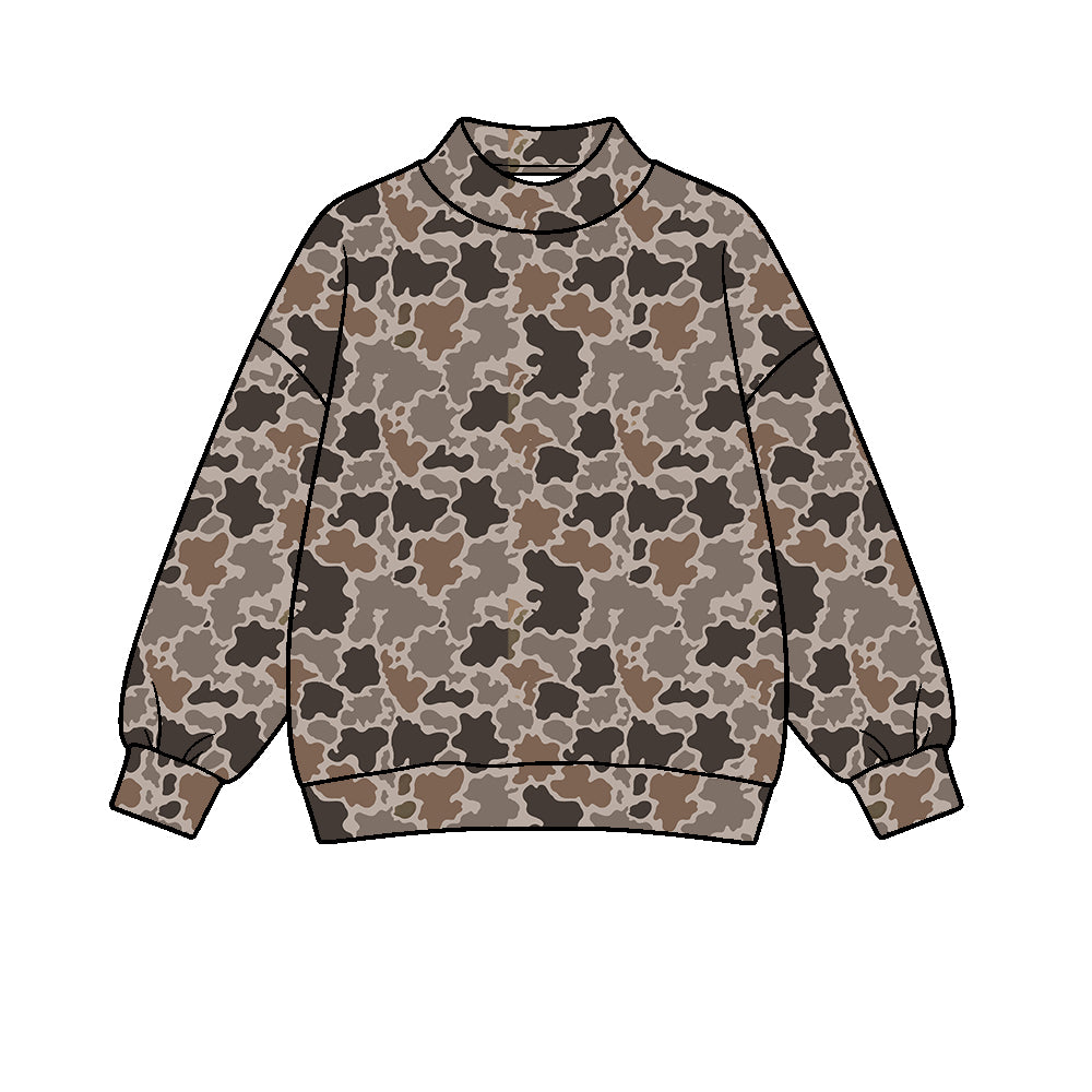 pre order no moq CAMOSW0101 High Neck Baby Kids Camo Print Long Sleeve Pullover Sweatshirt Casual Top