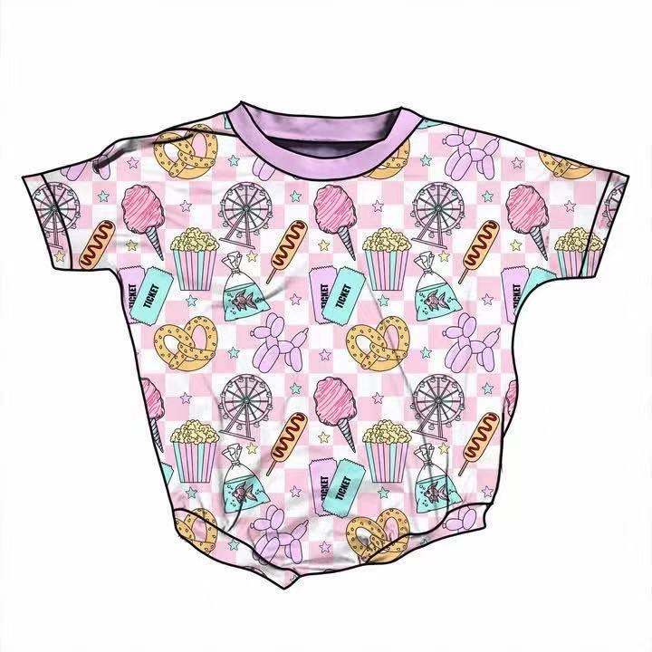 Custom moq 5 each style eta 6-7weeks baby girl clothes pink short sleeve pants set and romper 1 and romper 2