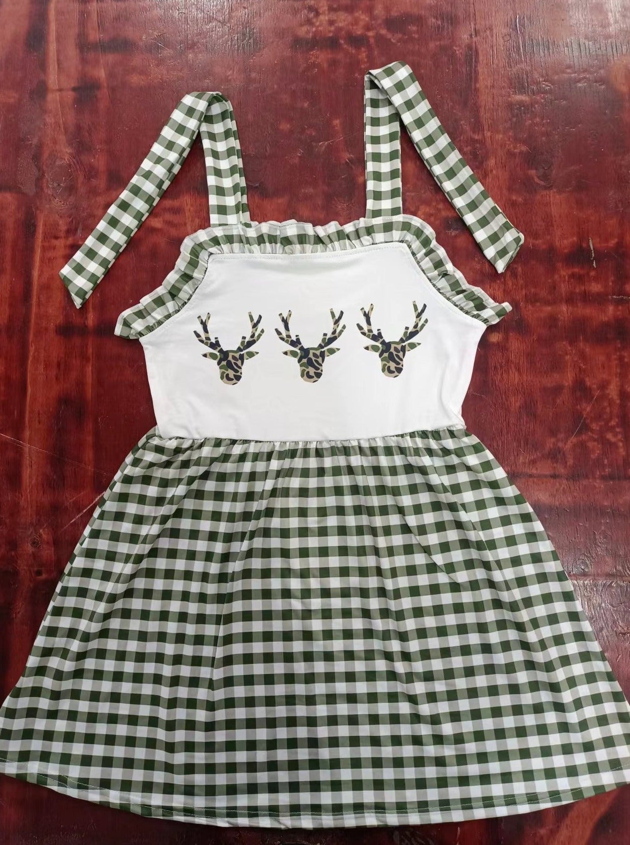 Summer Girl three elk armygreen suspender dress