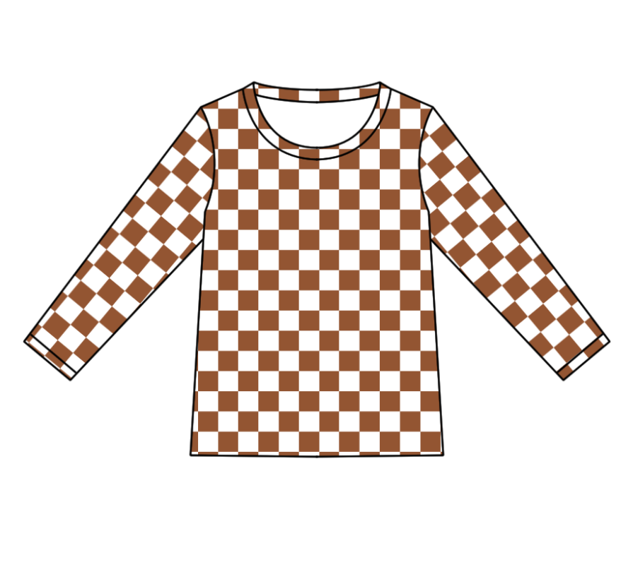 Custom moq 5 each style eta 6-7weeks baby boy clothes khahi plaid long sleeve top-25.8.25