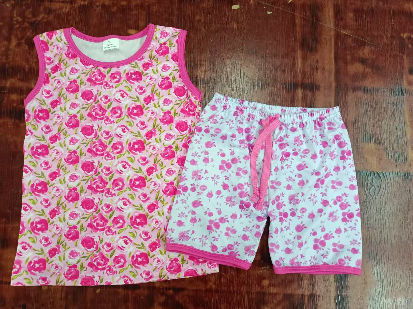 Custom moq 3 eta 6-7weeks baby girls clothes floral sleeveless shorts sets