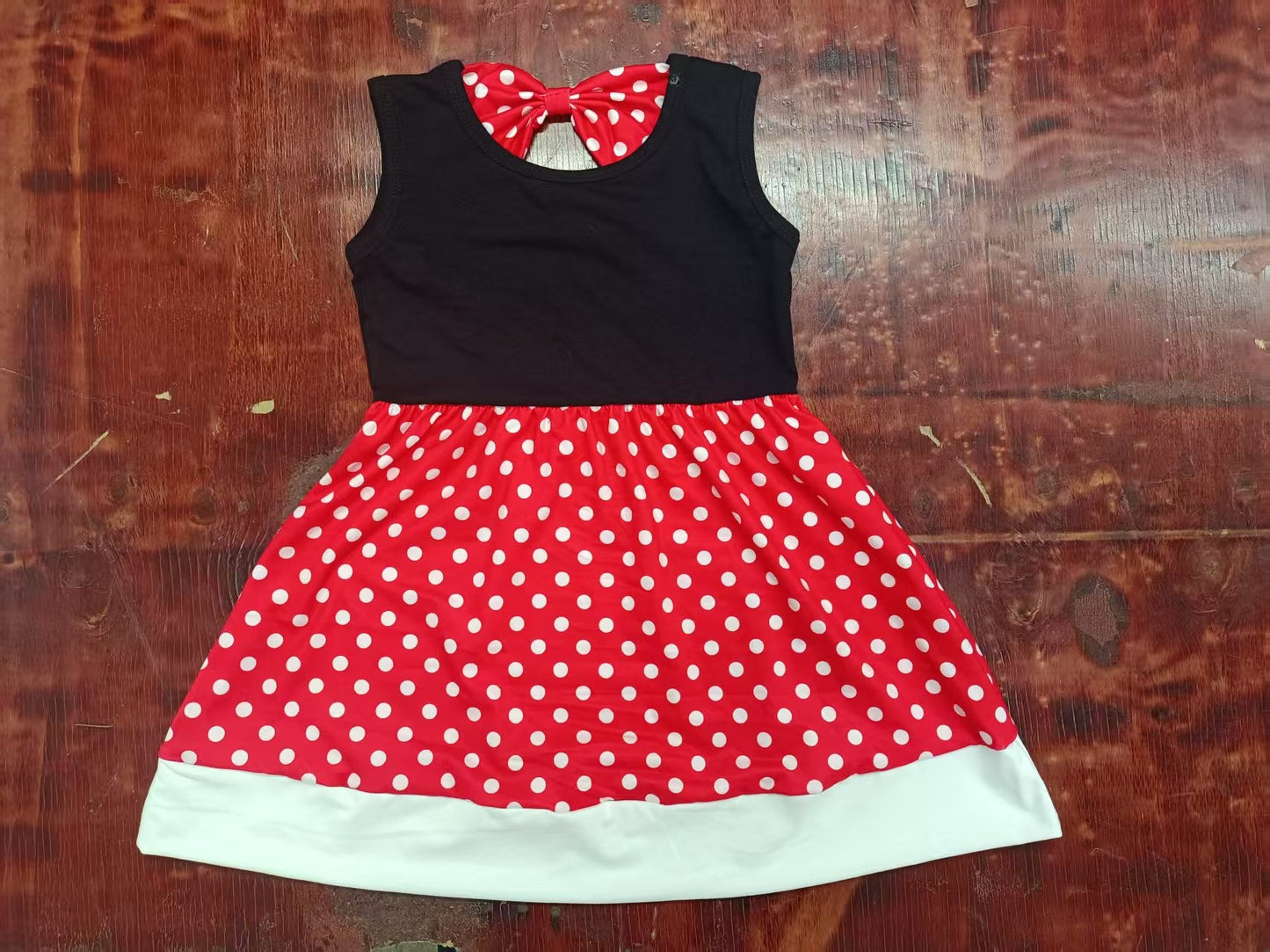 Custom moq 3 eta 6-7weeks baby girl clothes red and black sleeveless dress-25.4.30