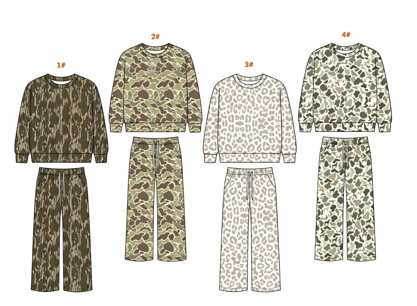 pre order no moq GSMC01 Camouflage Leopard Print Lightweight Sweat sets without name only blank style