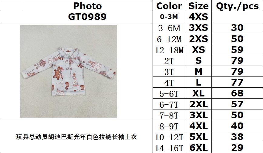 Cute Clothes GT0989 Baby Girls Long Sleeves Zipper Pocket Tops
